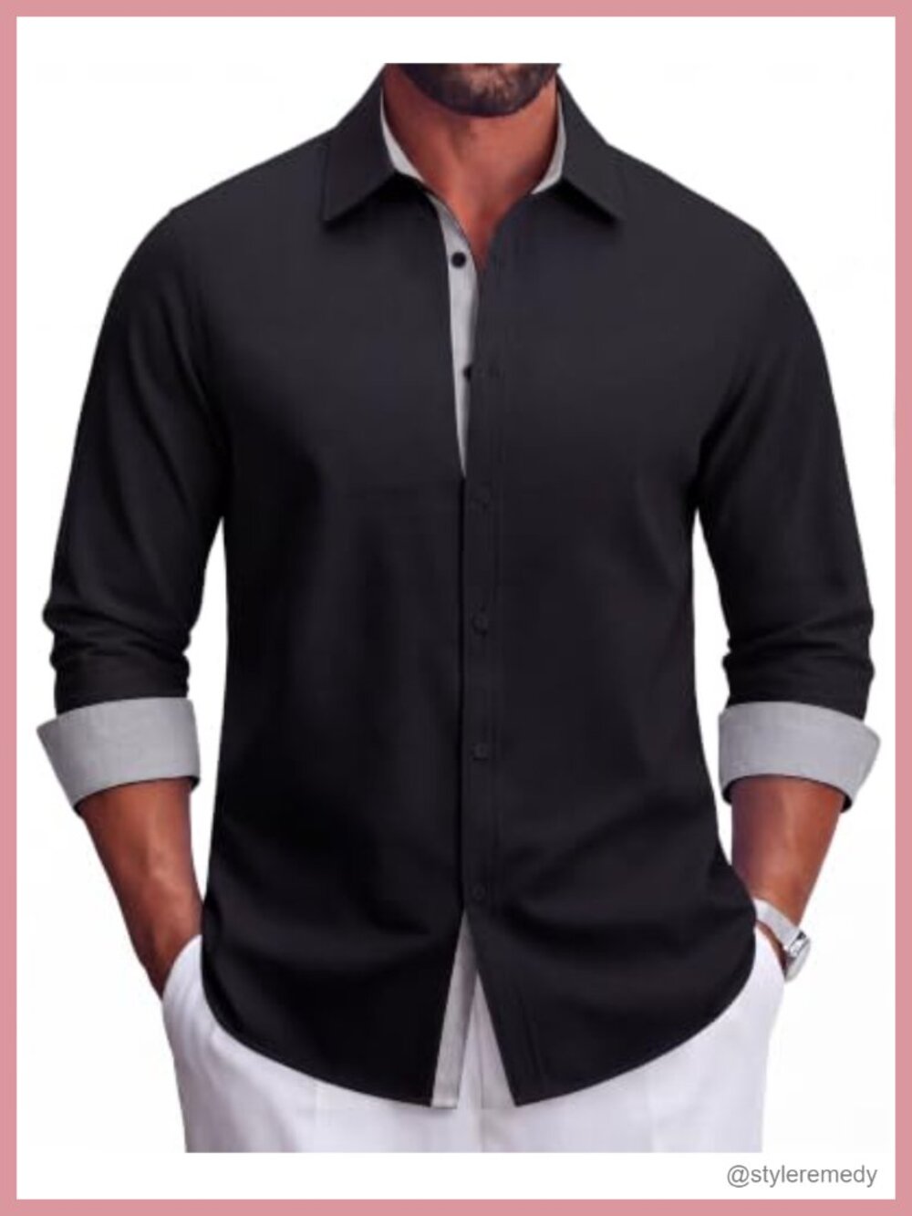 Men's Long Sleeve Oxford Shirt Casual Button Down Cotton Blend